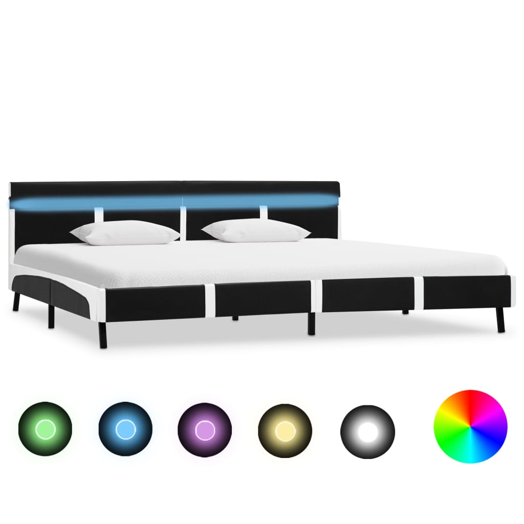 Okvir za krevet od umjetne kože s LED svjetlom crni 180x200 cm
