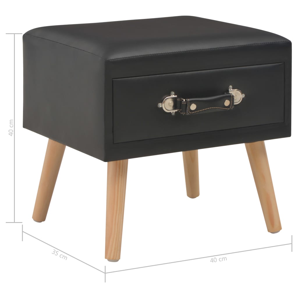 Noćni ormarići 2 kom crni 40 x 35 x 40 cm od umjetne kože
