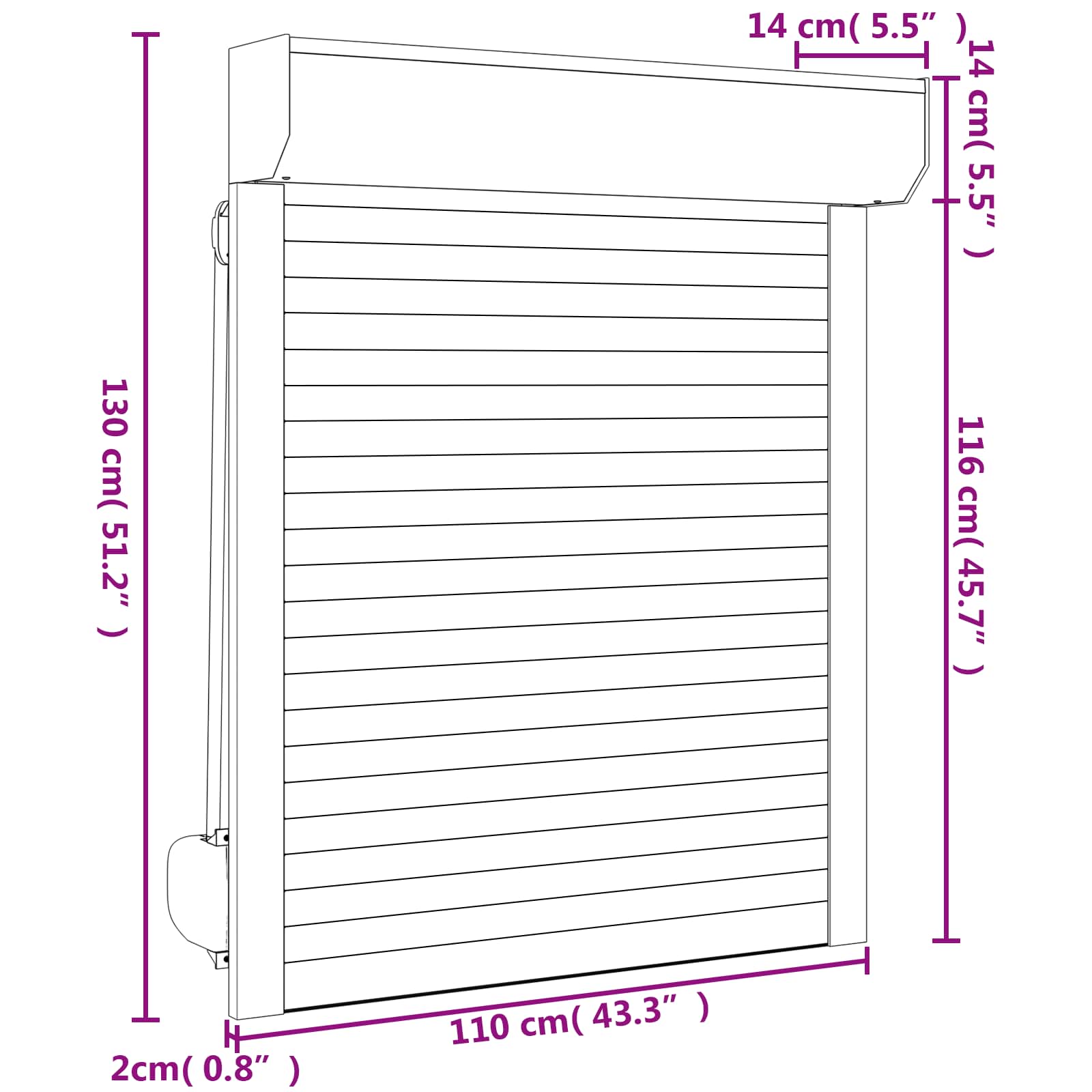 Roletna Bijeli 110 x 130 cm Aluminij i poliuretan
