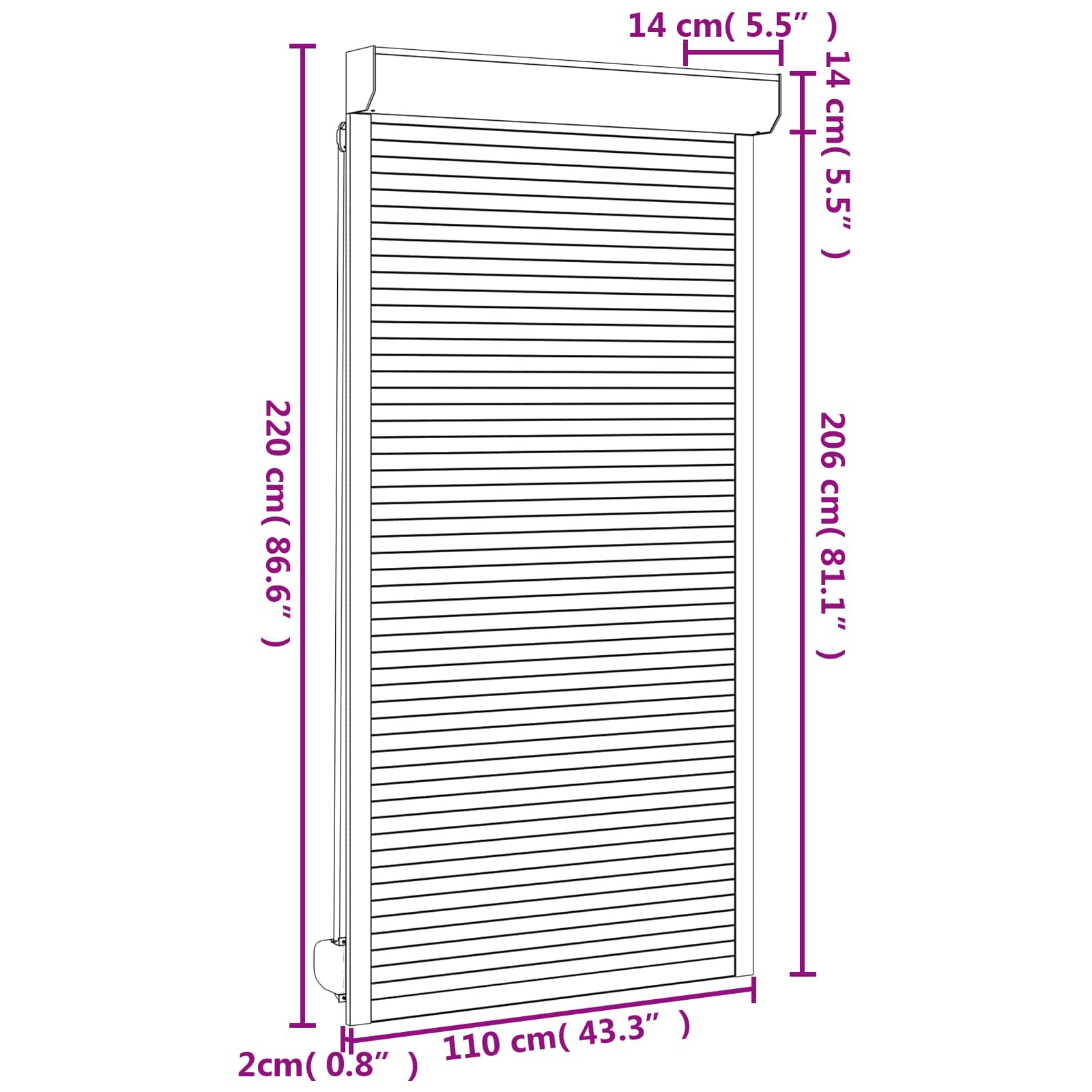 Roletna Bijeli 110 x 220 cm Aluminij i poliuretan