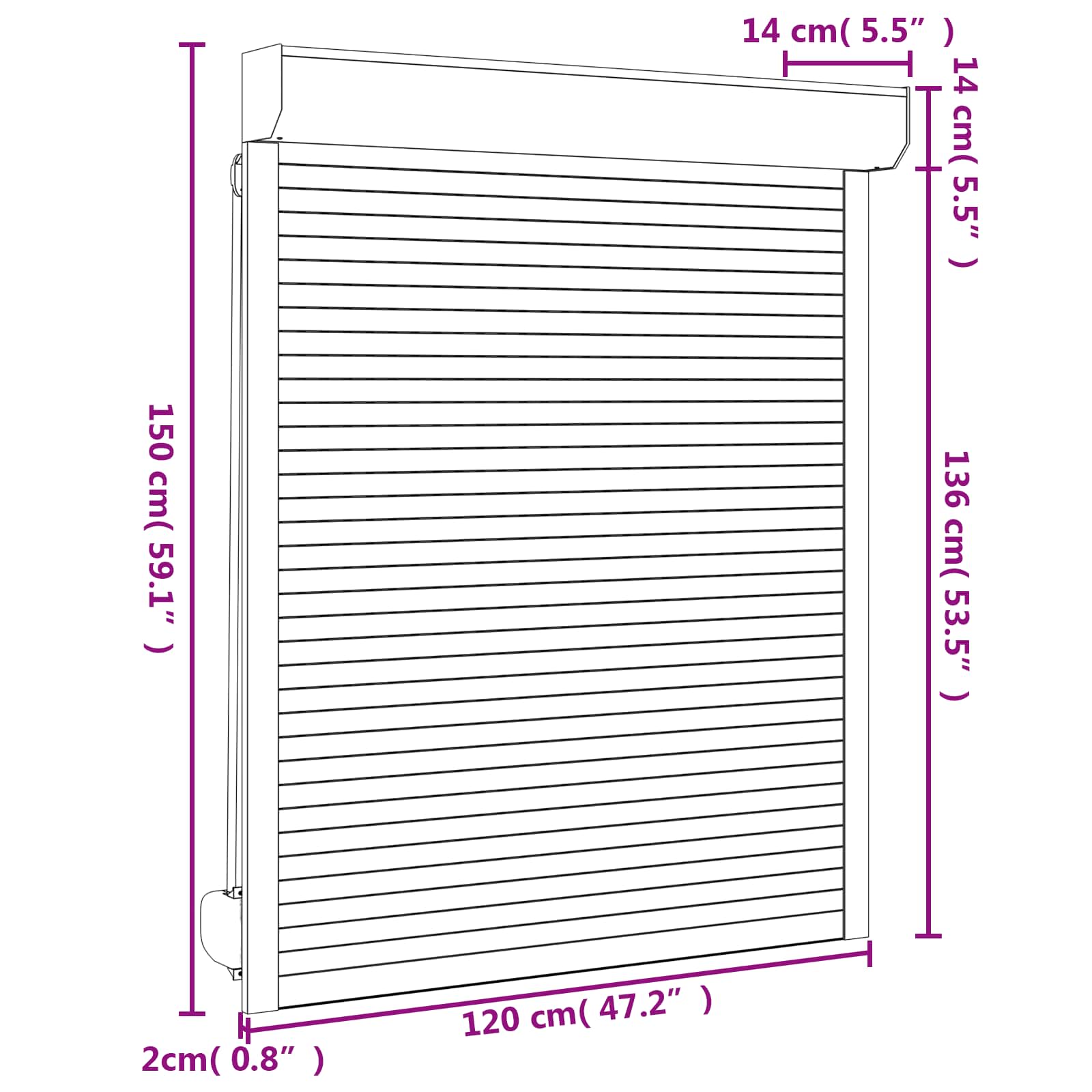 Roletna Bijeli 120 x 150 cm Aluminij i poliuretan