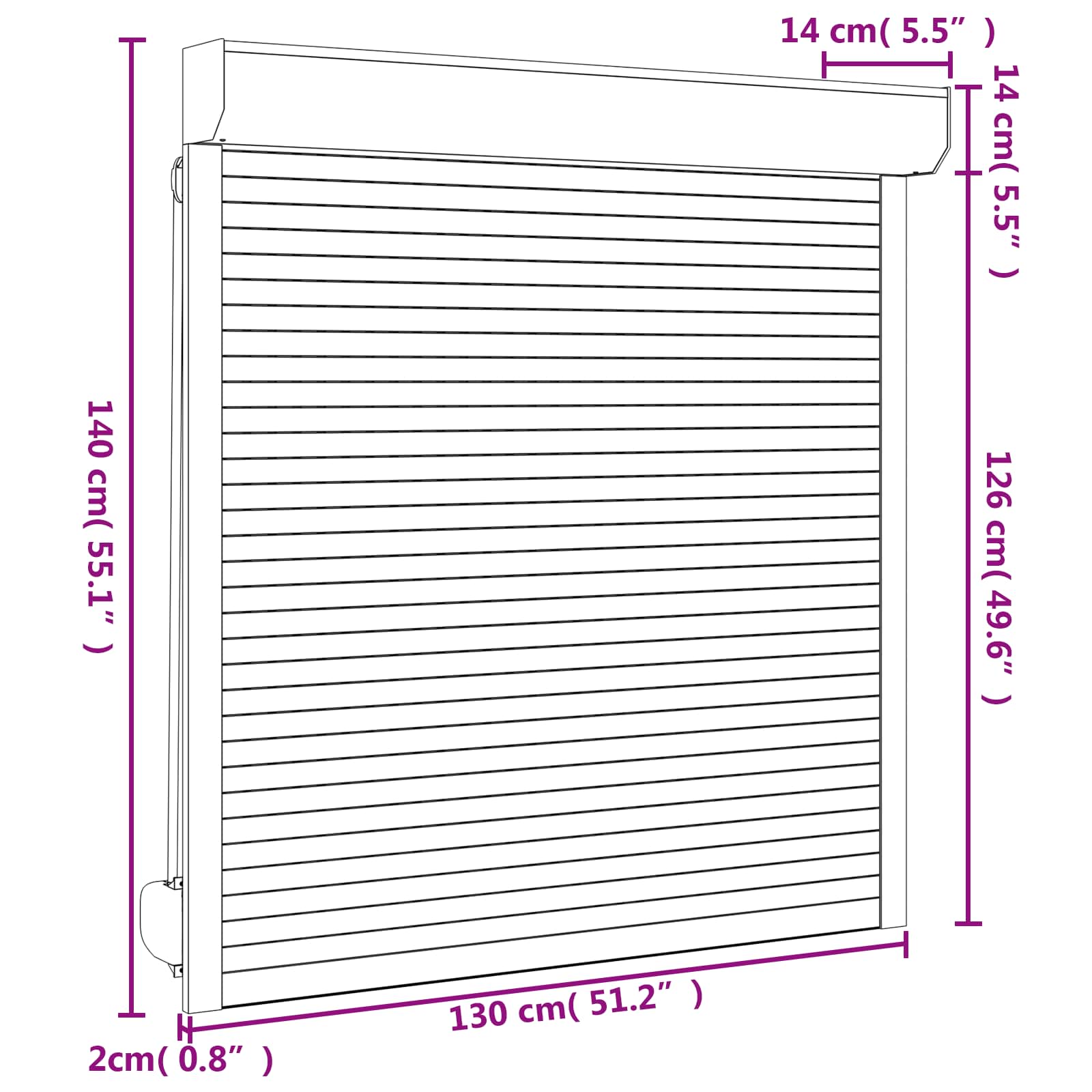 Roletna Bijeli 130 x 140 cm Aluminij i poliuretan
