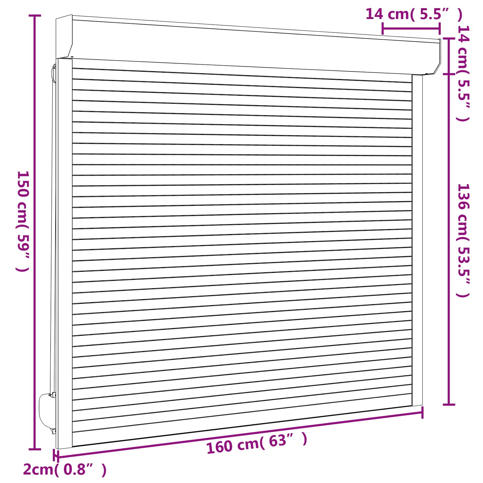 Roletna Bijeli 160 x 150 cm Aluminij i poliuretan