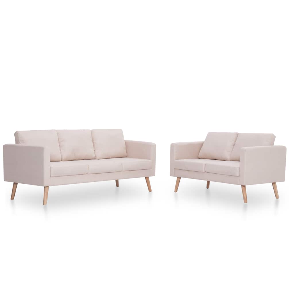 2-dijelni set sofa od tkanine krem