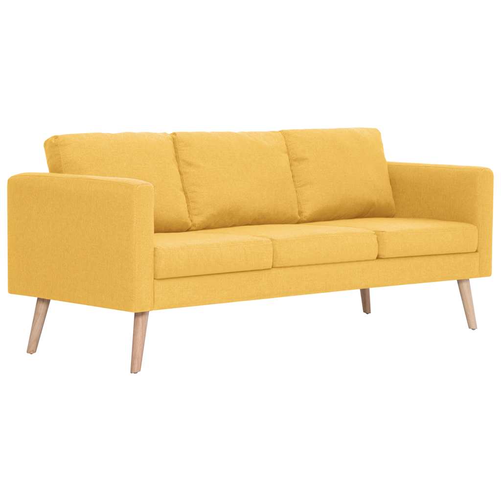 2-dijelni set sofa od tkanine žuti