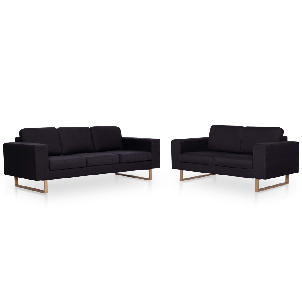 2-dijelni set sofa od tkanine crni