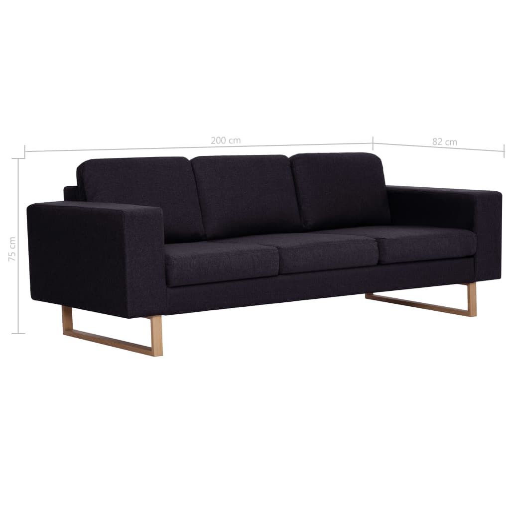 2-dijelni set sofa od tkanine crni