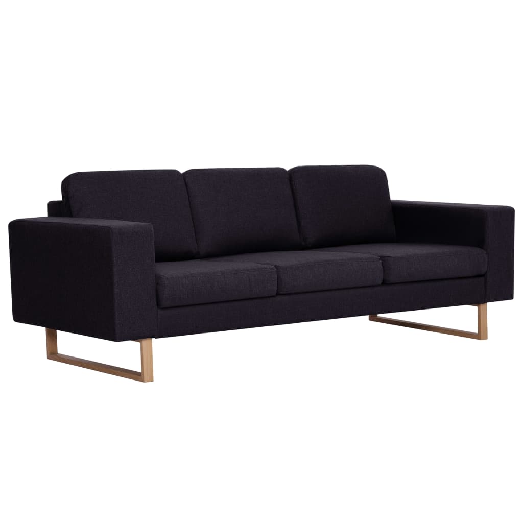 2-dijelni set sofa od tkanine crni