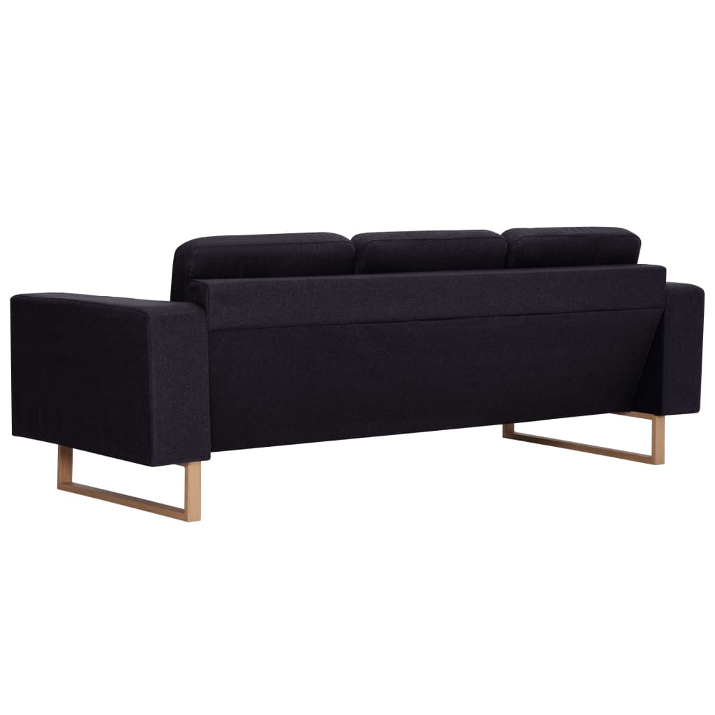 2-dijelni set sofa od tkanine crni