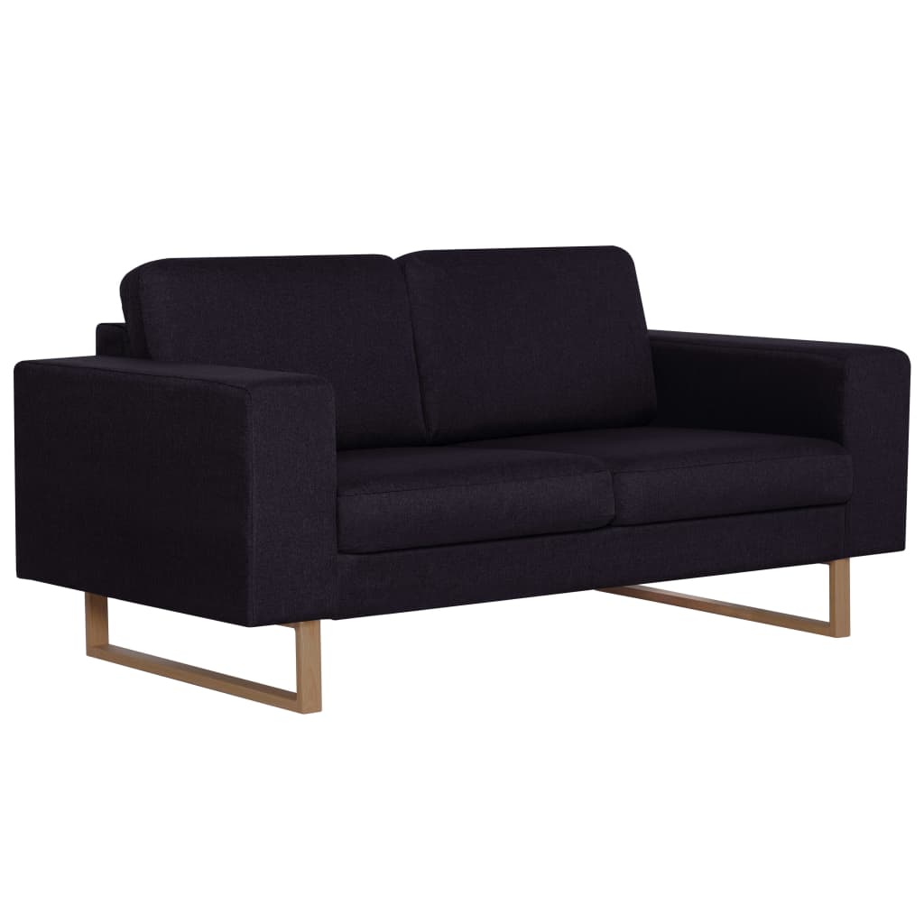 2-dijelni set sofa od tkanine crni