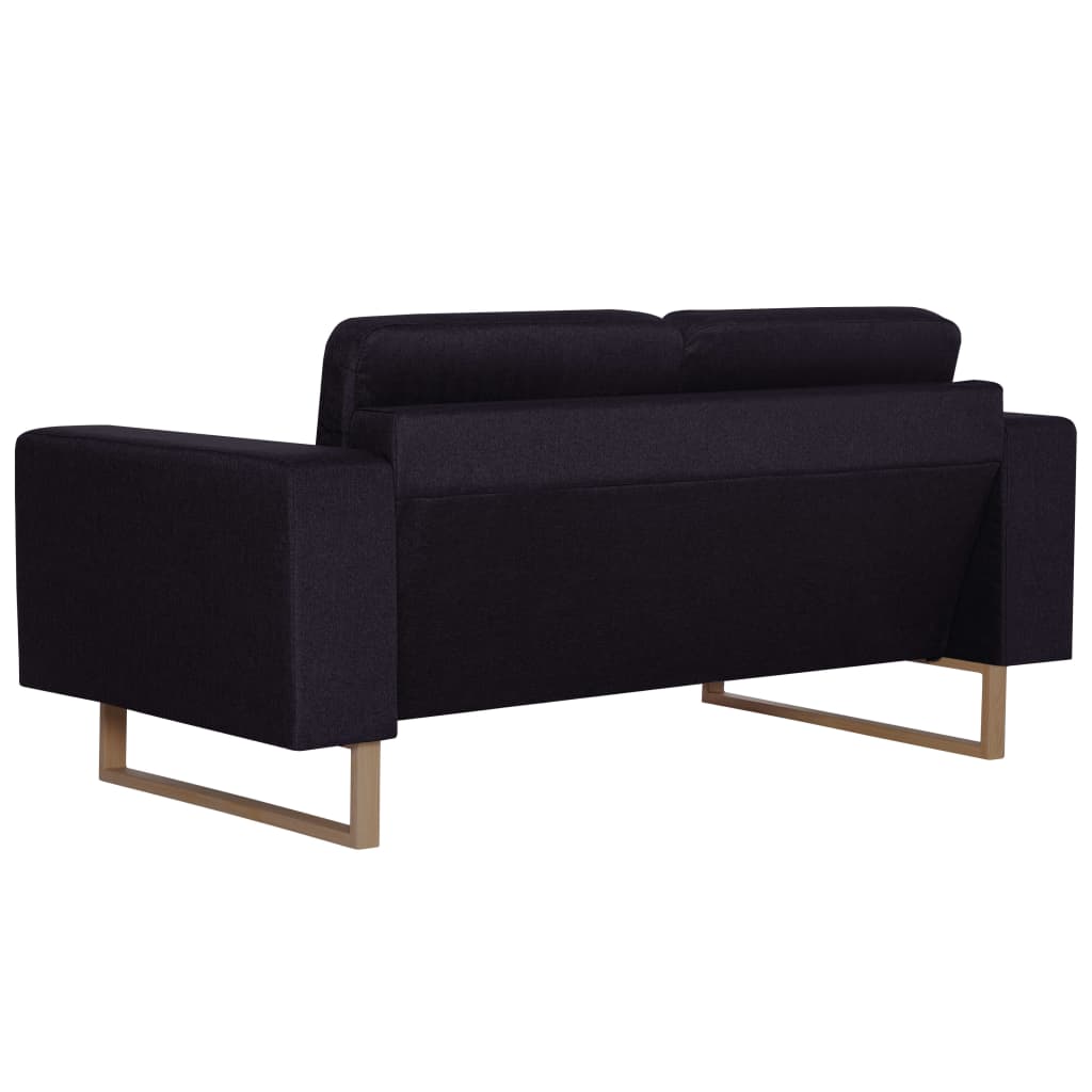 2-dijelni set sofa od tkanine crni