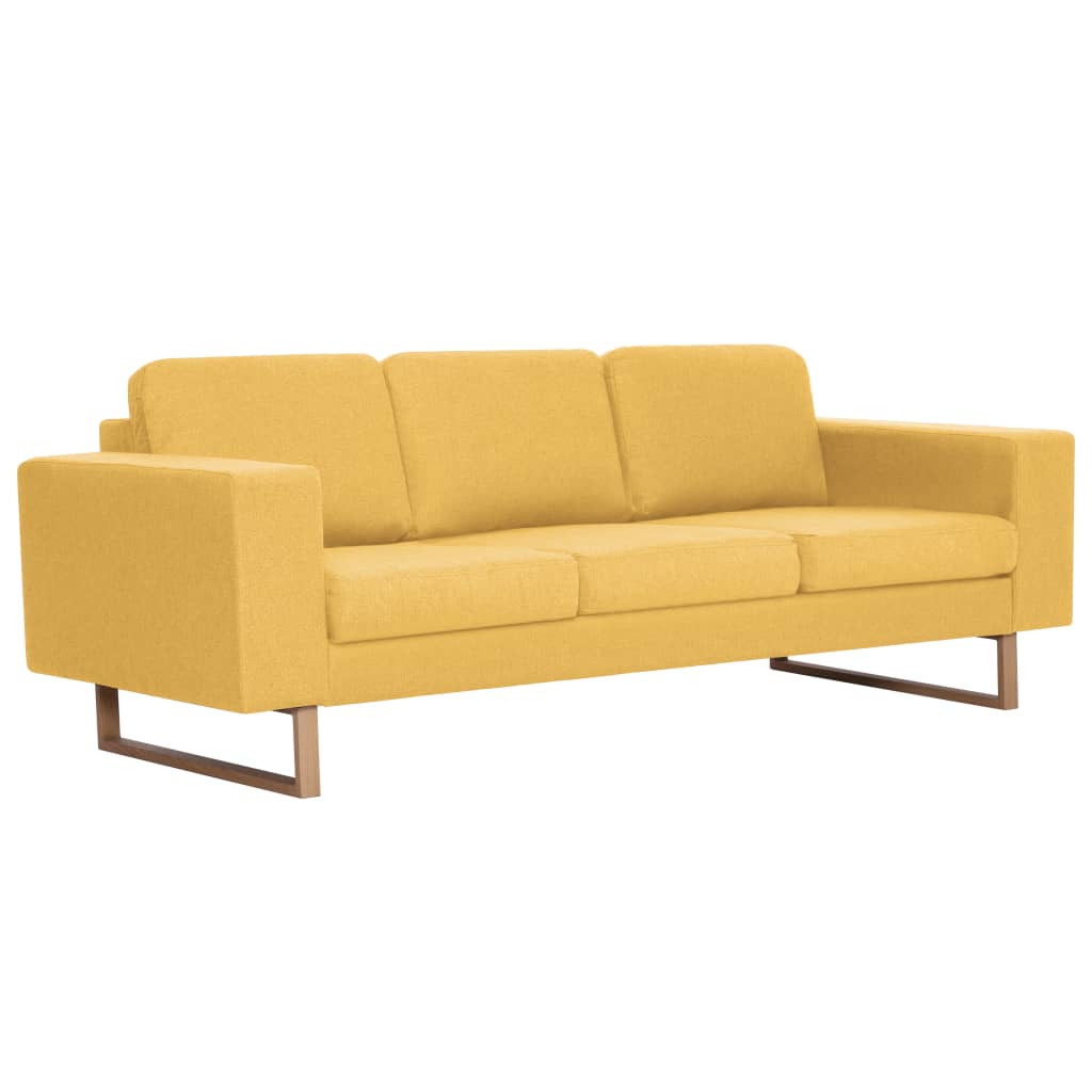 2-dijelni set sofa od tkanine žuti
