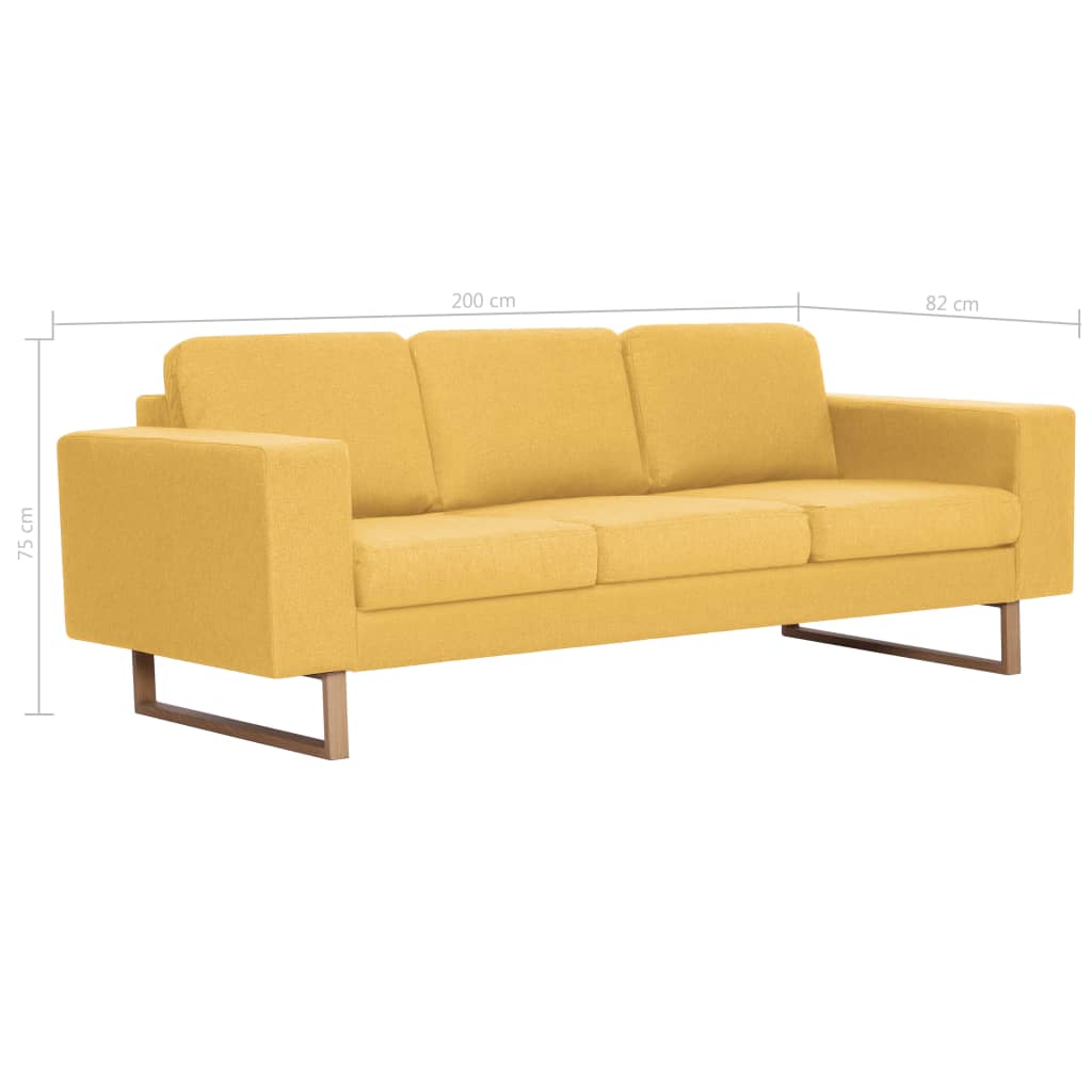 2-dijelni set sofa od tkanine žuti