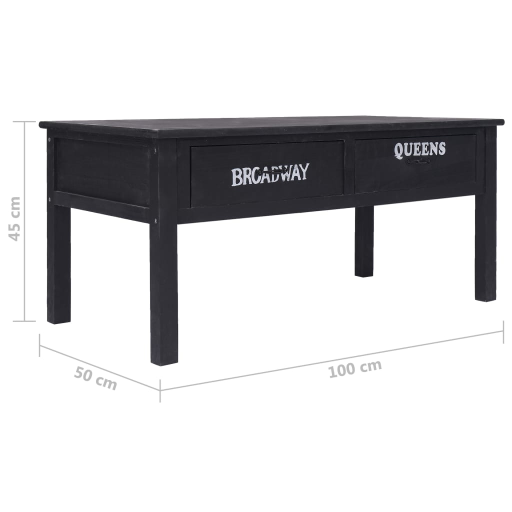 Stolić za kavu crni 100 x 50 x 45 cm drveni