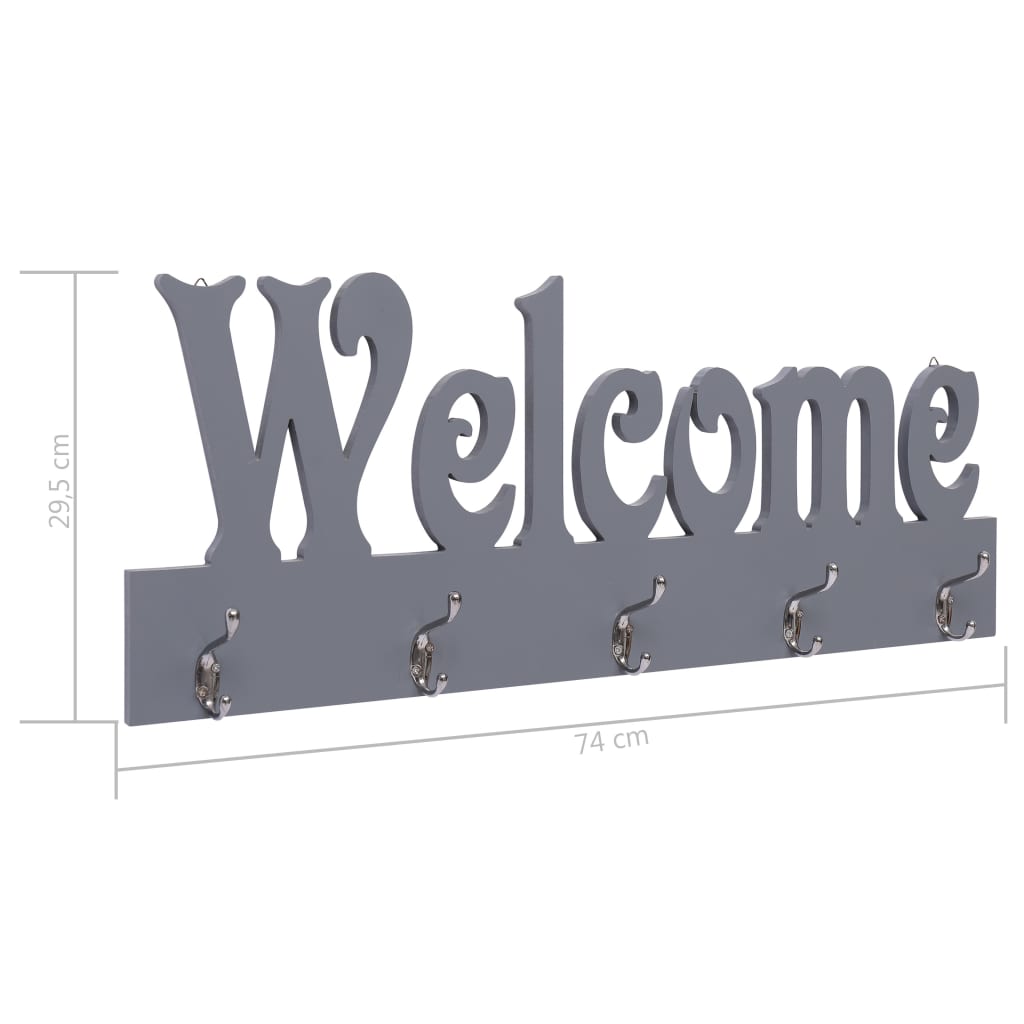 Zidna vješalica za kapute WELCOME siva 74 x 29,5 cm