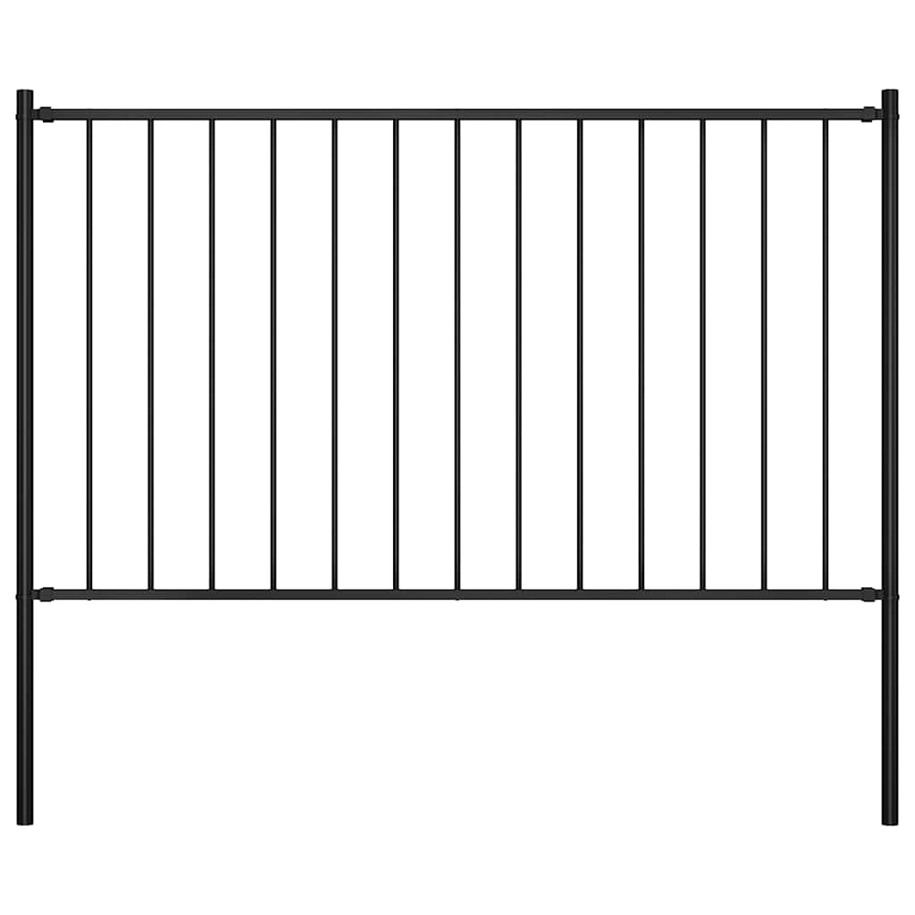 Ogradni panel Woerden sa stupovima čelik 1,7x1 m Crni