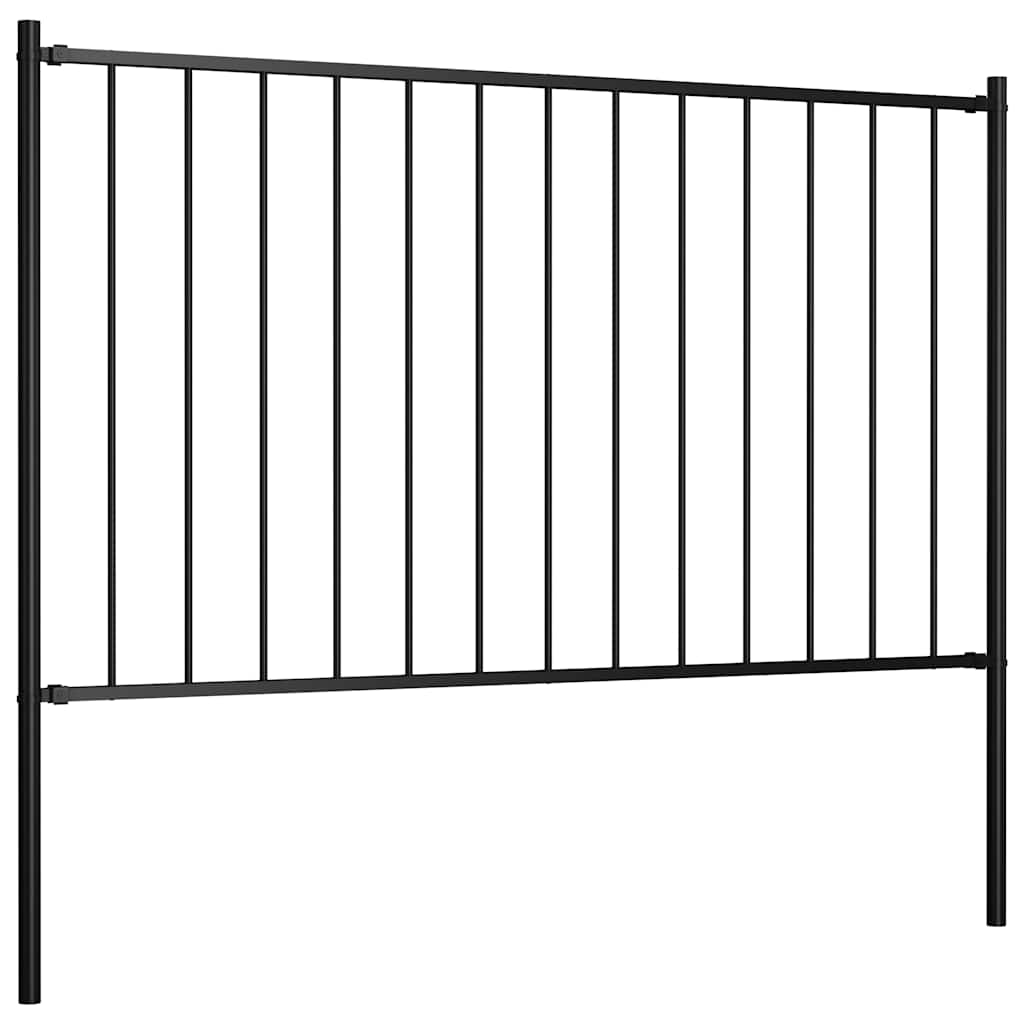 Ogradni panel Woerden sa stupovima čelik 1,7x1,25 m Crni