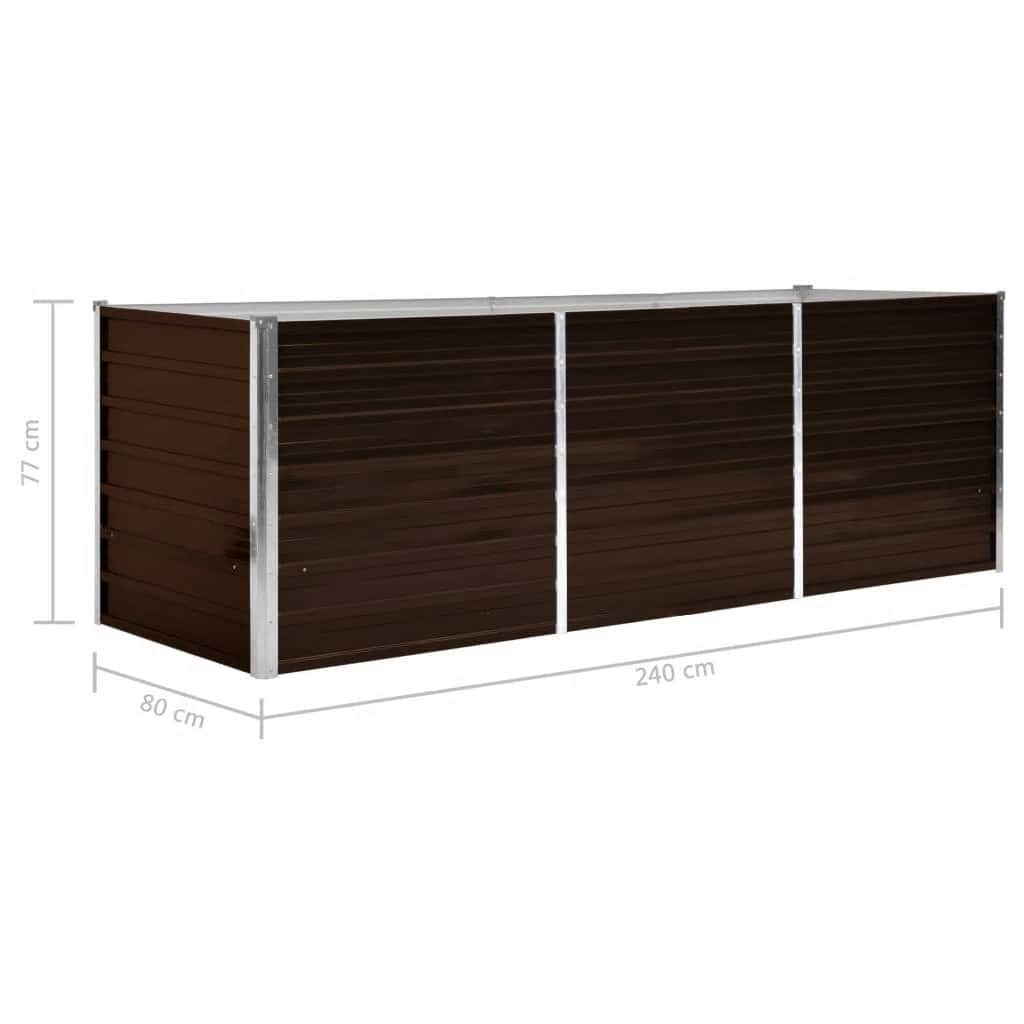 Povišena vrtna gredica smeđa 240 x 80 x 77 cm pocinčani čelik