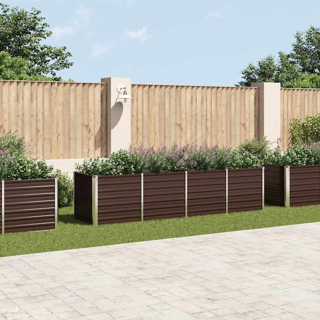 Povišena vrtna gredica smeđa 320 x 80 x 77 cm pocinčani čelik