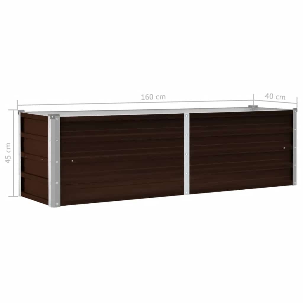 Povišena vrtna gredica smeđa 160 x 40 x 45 cm pocinčani čelik