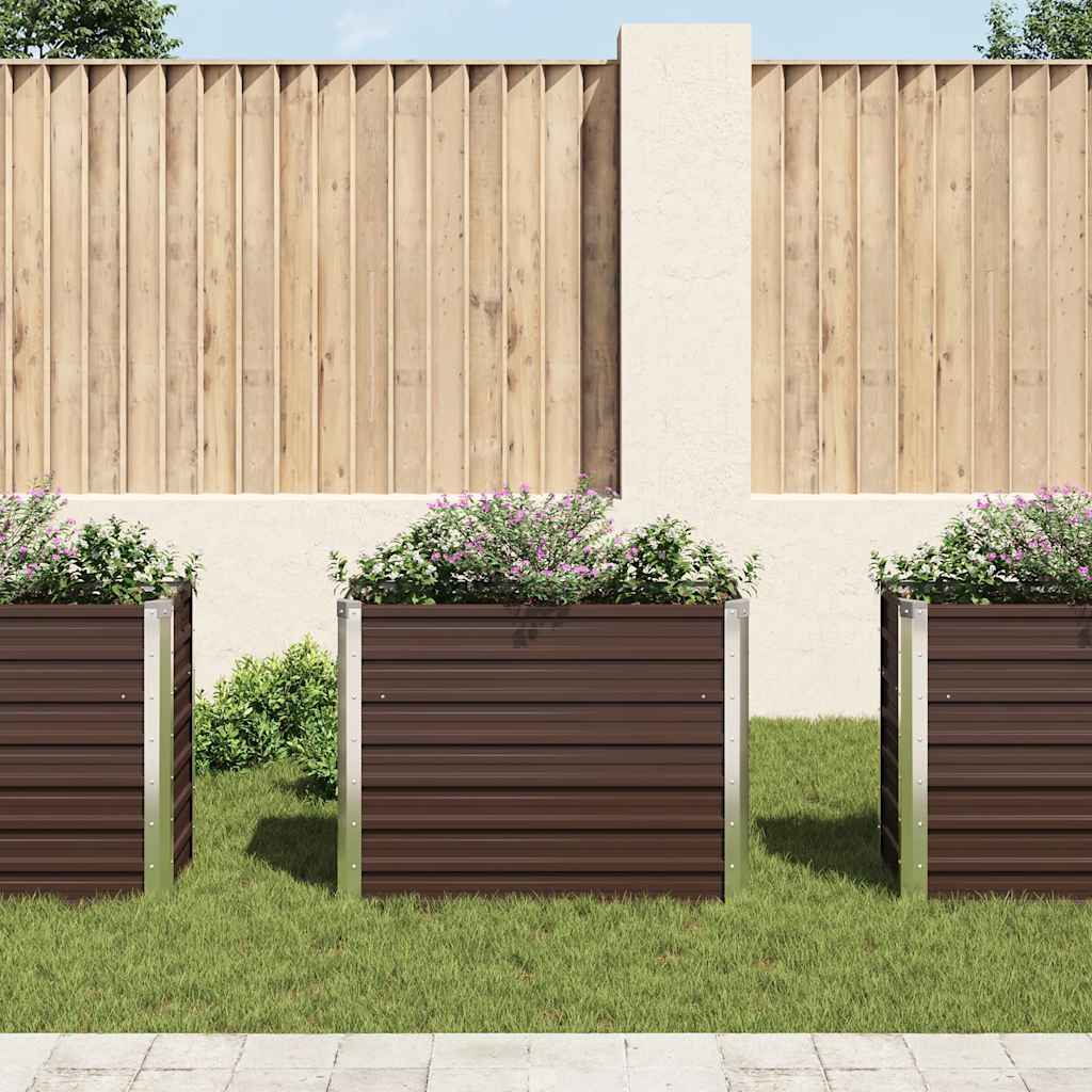 Povišena vrtna gredica smeđa 100 x 40 x 77 cm pocinčani čelik