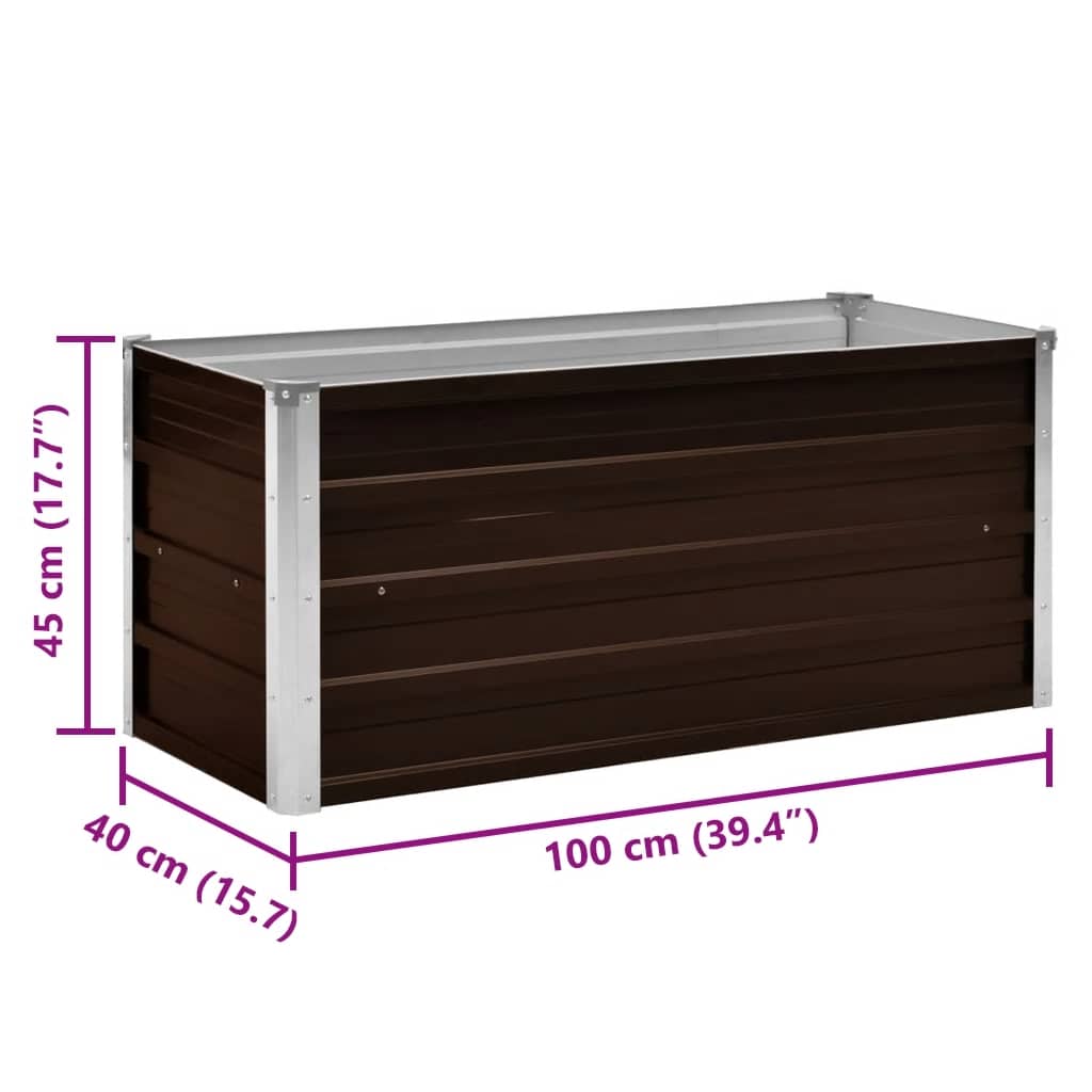 Povišena vrtna gredica smeđa 100 x 40 x 45 cm pocinčani čelik