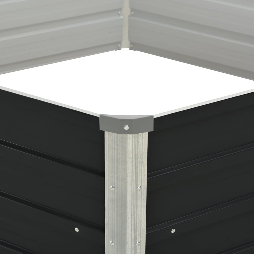 Povišena vrtna gredica antracit 129x129x45 cm pocinčani čelik