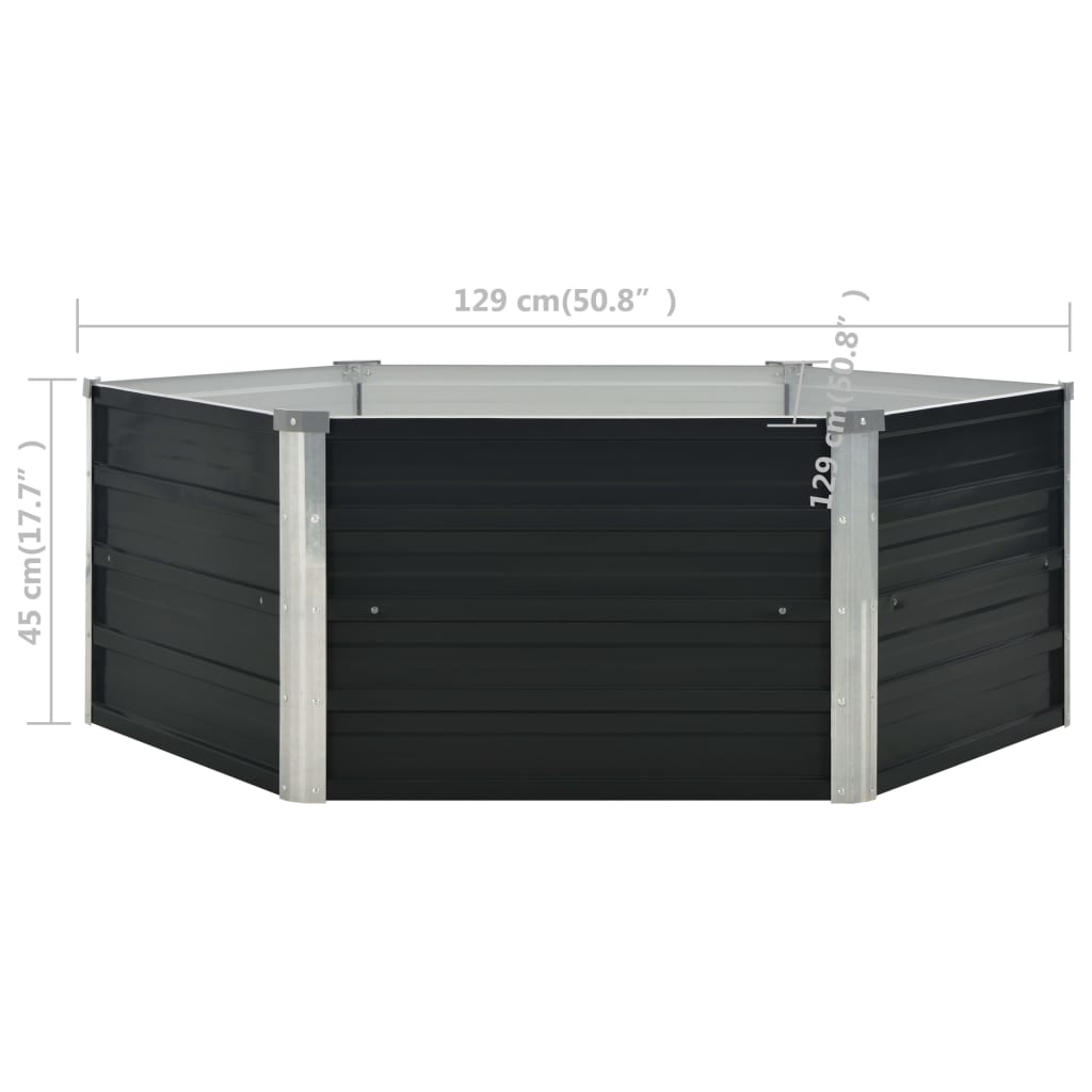 Povišena vrtna gredica antracit 129x129x45 cm pocinčani čelik
