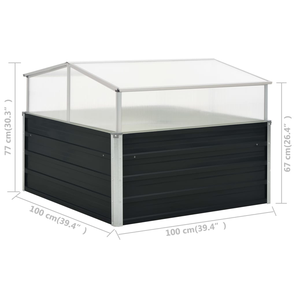 Staklenik antracit 100 x 100 x 77 cm od pocinčanog čelika