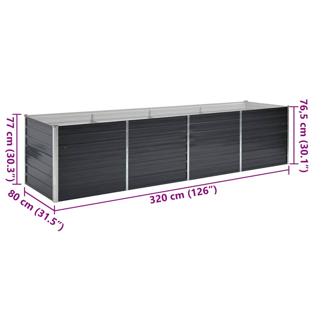 Povišena vrtna gredica antracit 320x80x77 cm pocinčani čelik