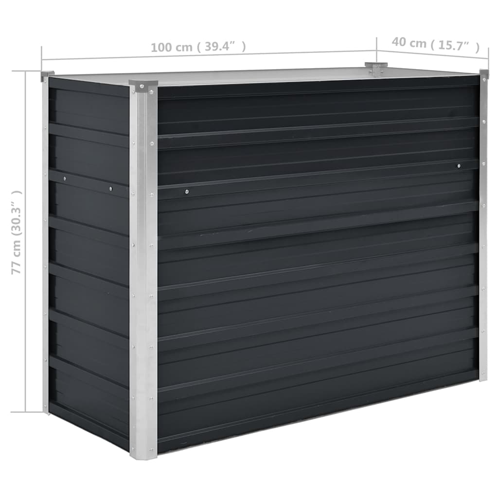 Povišena vrtna gredica antracit 100x40x77 cm pocinčani čelik