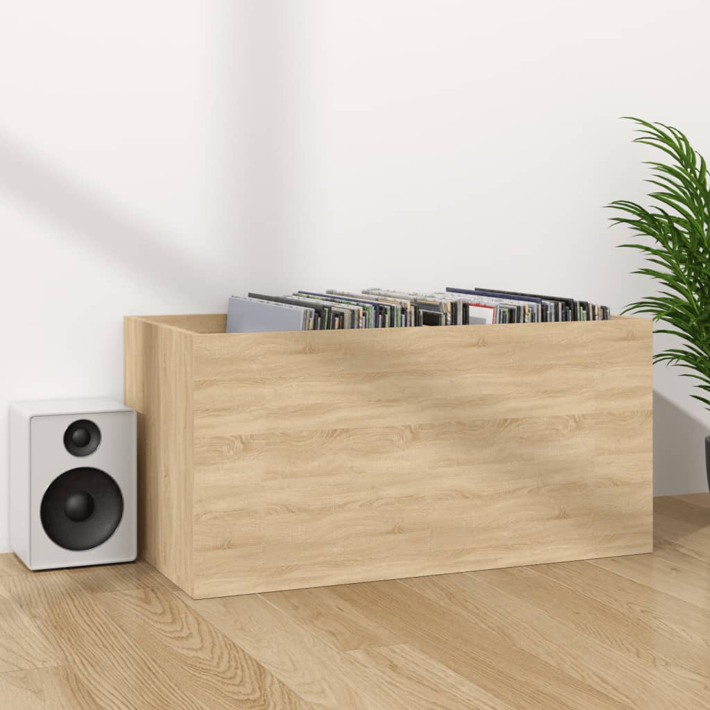 Kutija za pohranu vinilnih ploča boja hrasta 71x34x36 cm drvena