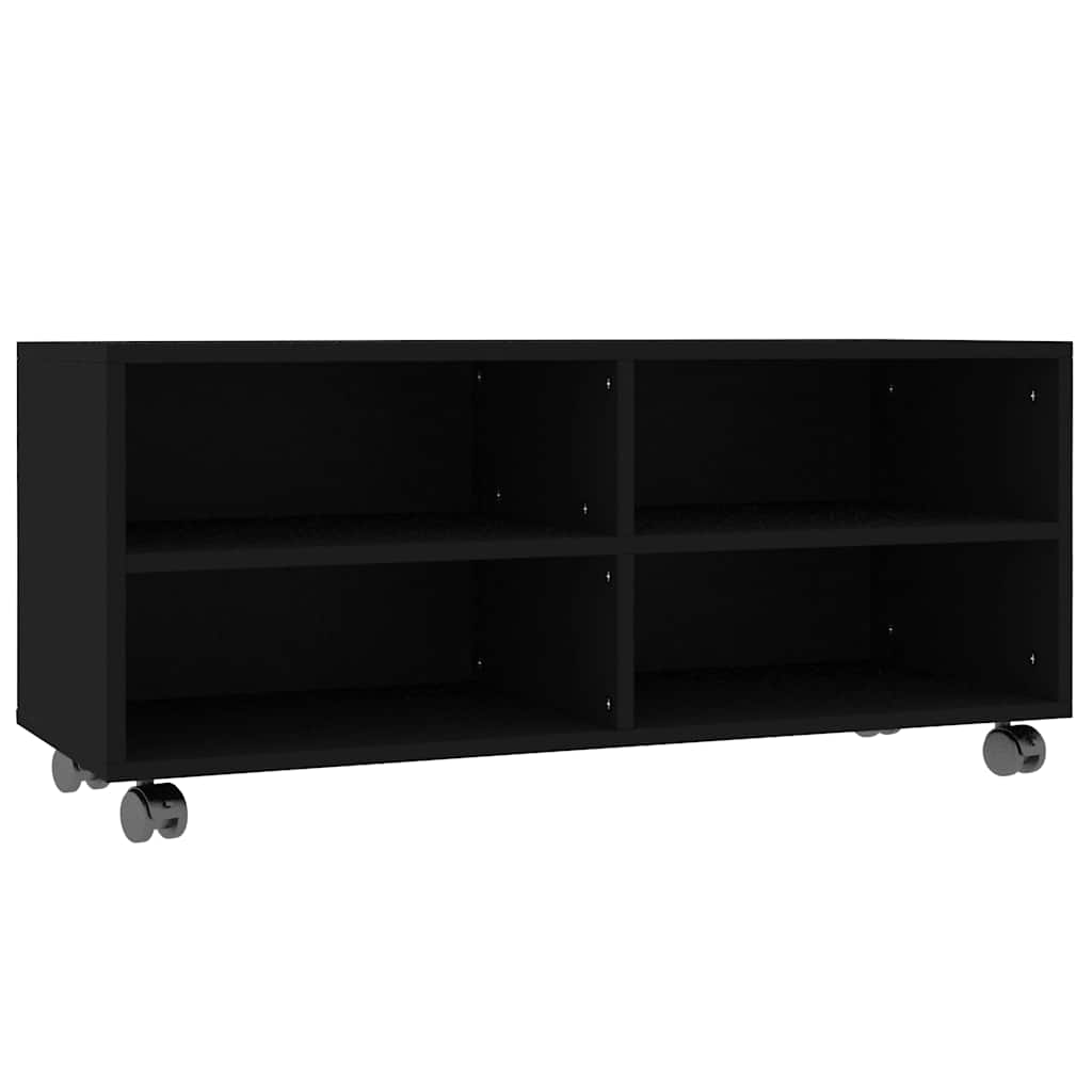 TV ormarić s kotačima crni 90 x 35 x 35 cm konstruirano drvo