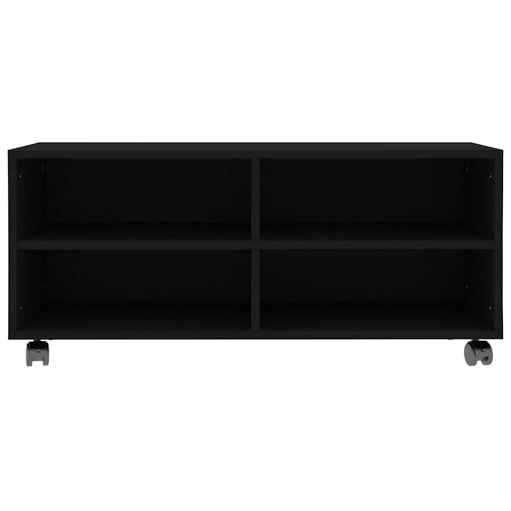 TV ormarić s kotačima crni 90 x 35 x 35 cm konstruirano drvo