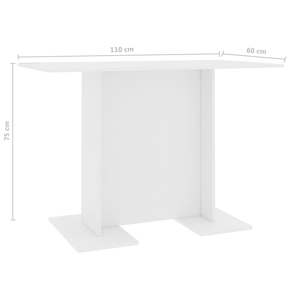 Blagovaonski stol bijeli 110 x 60 x 75 cm konstruirano drvo