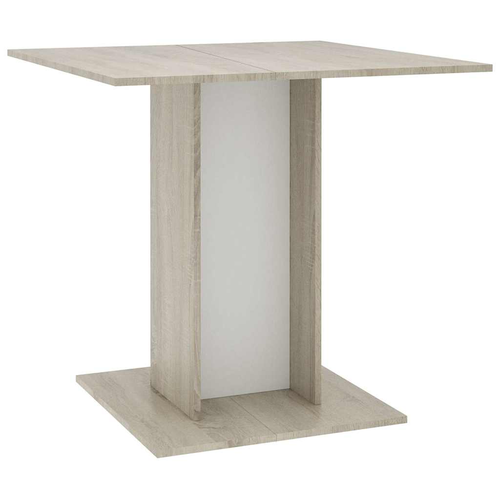 Blagovaonski stol bijeli i boja hrasta 80x80x75 cm od iverice