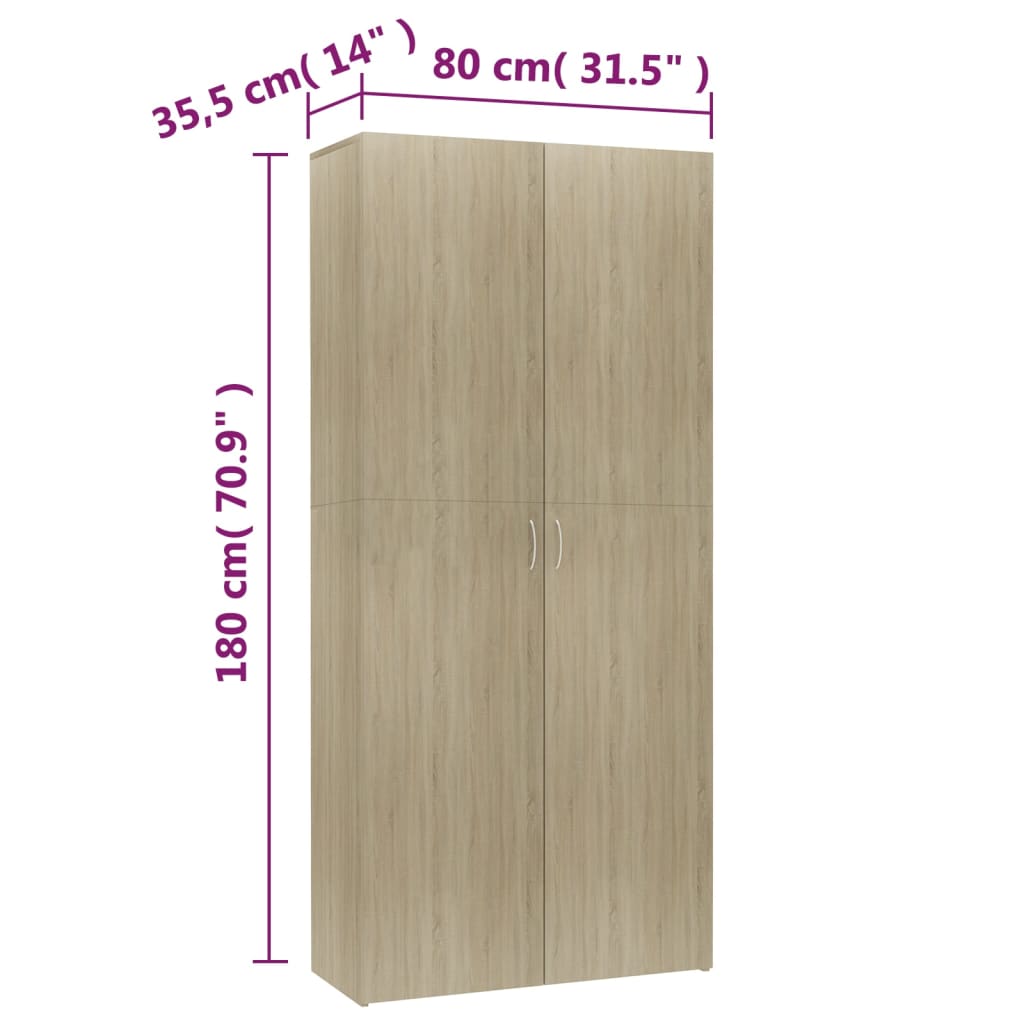 Ormarić za cipele boja hrasta 80x35,5x180 cm konstruirano drvo