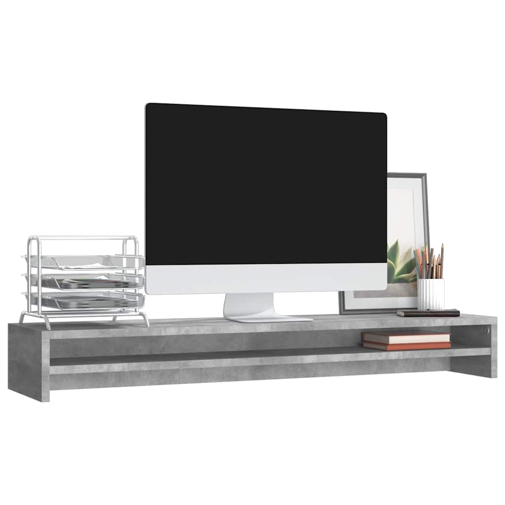 Stalak za monitor boja betona 100x24x13 cm konstruirano drvo