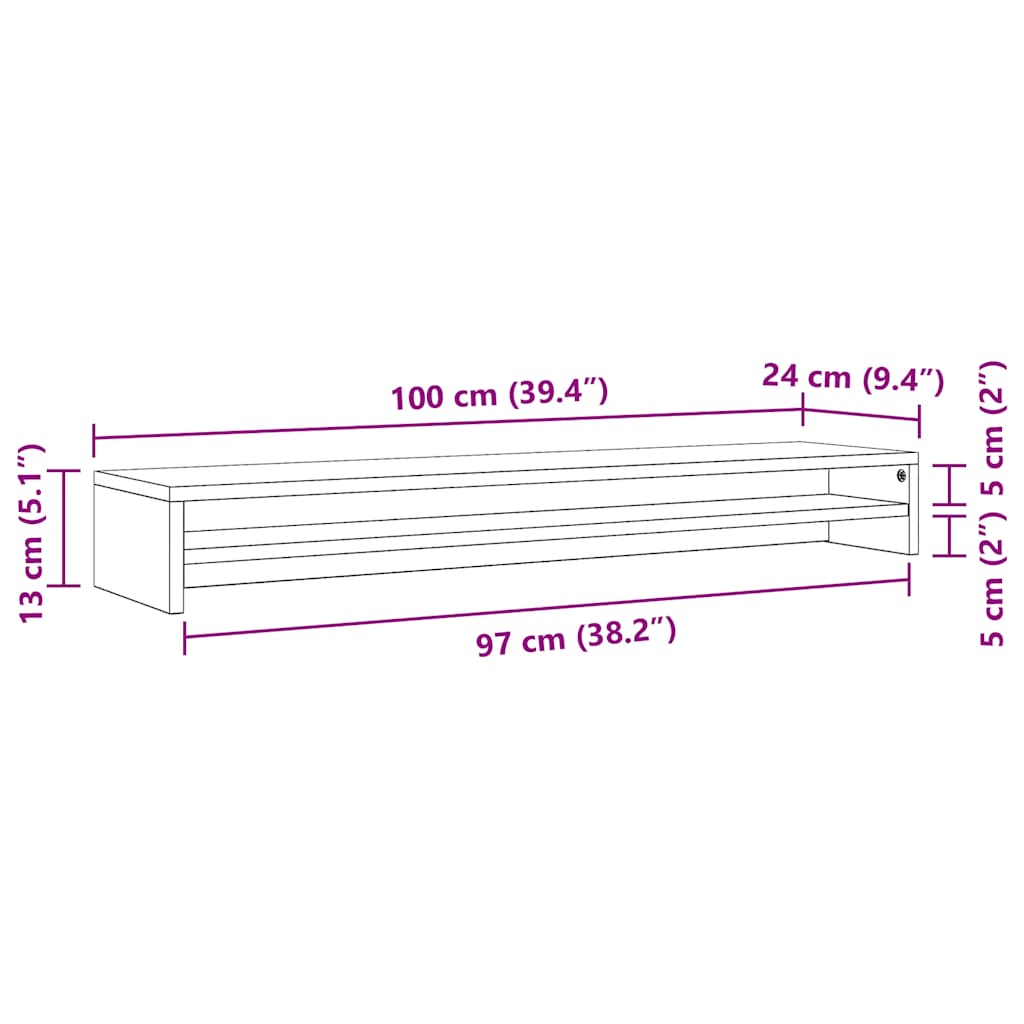 Stalak za monitor boja betona 100x24x13 cm konstruirano drvo