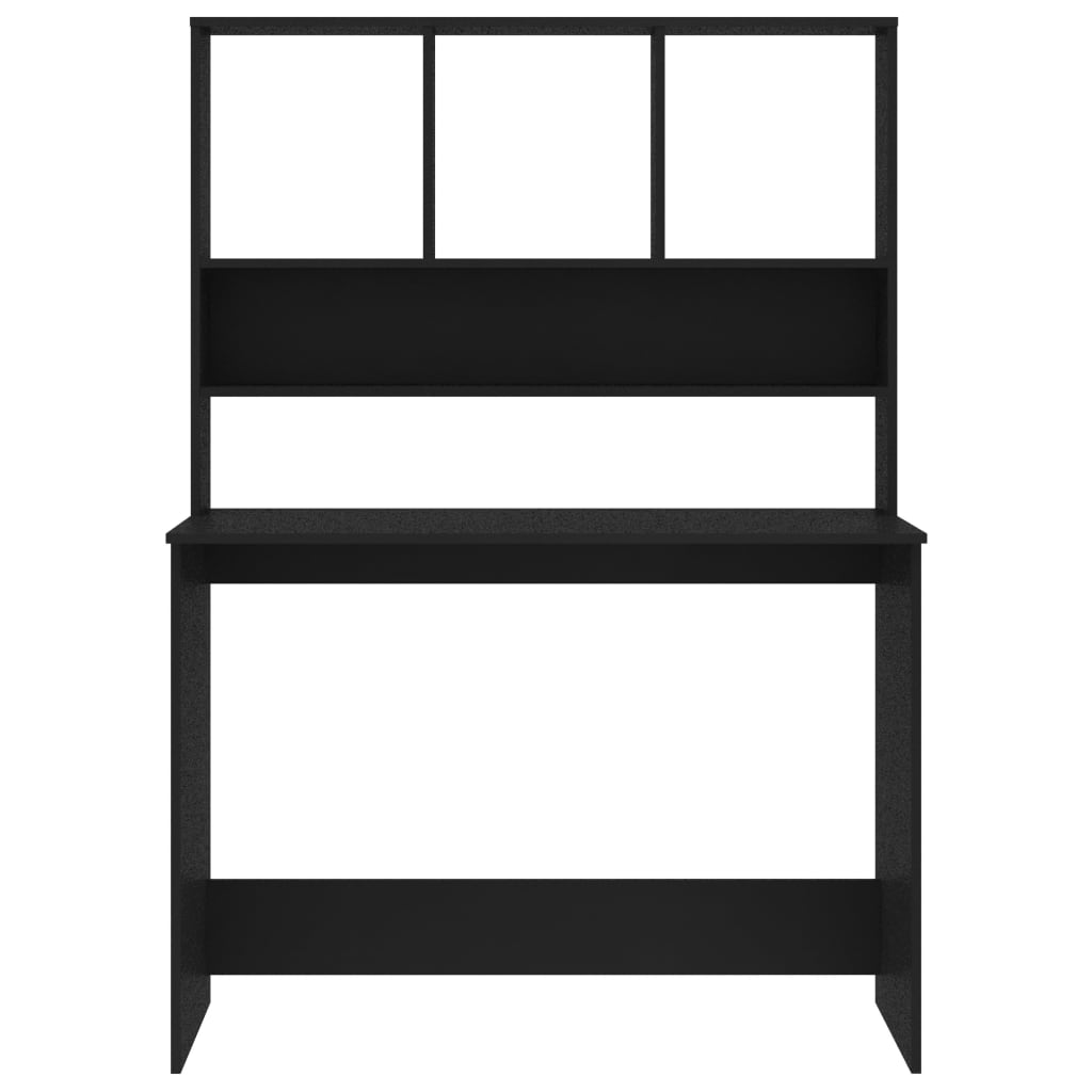 Radni stol s policama crni 110 x 45 x 157 cm od iverice