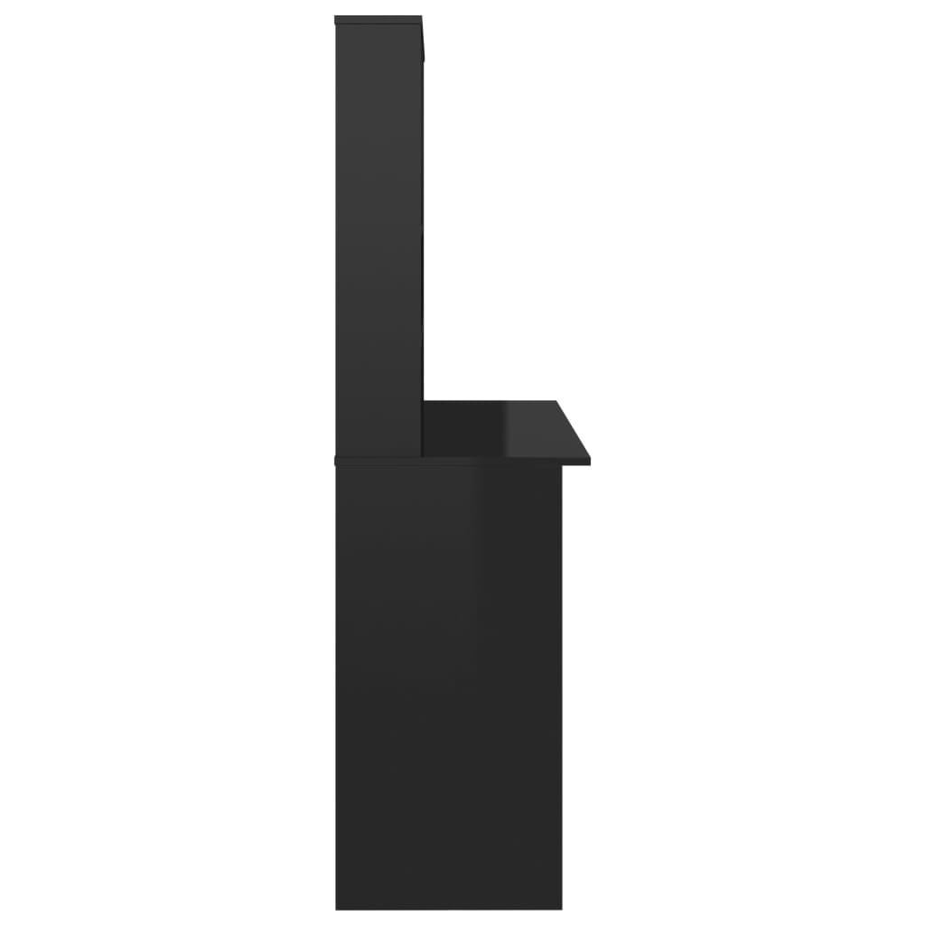 Radni stol s policama visoki sjaj crni 110x45x157 cm iverica