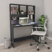 Radni stol s policama visoki sjaj sivi 110x45x157 cm iverica