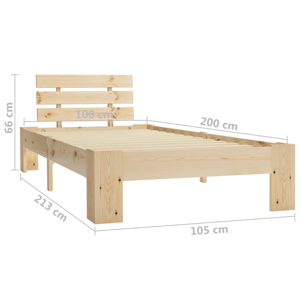 Okvir za krevet od masivne borovine 100 x 200 cm