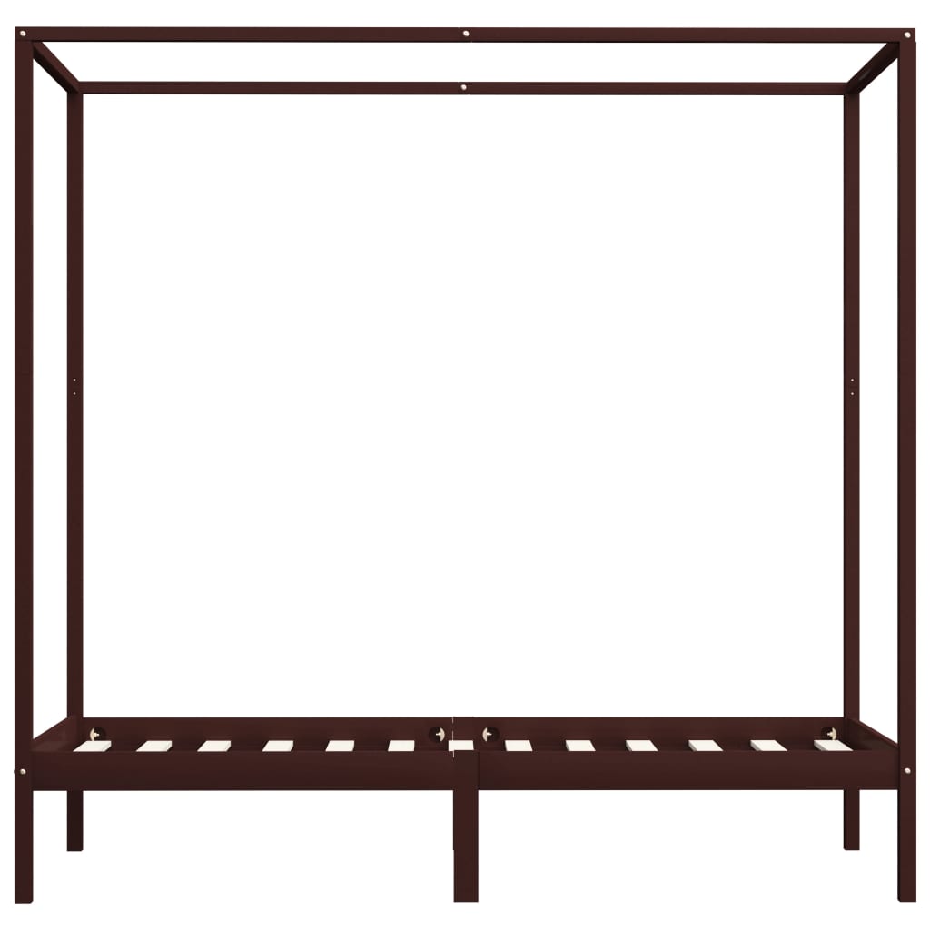 Okvir za krevet s baldahinom od borovine tamnosmeđi 100x200 cm