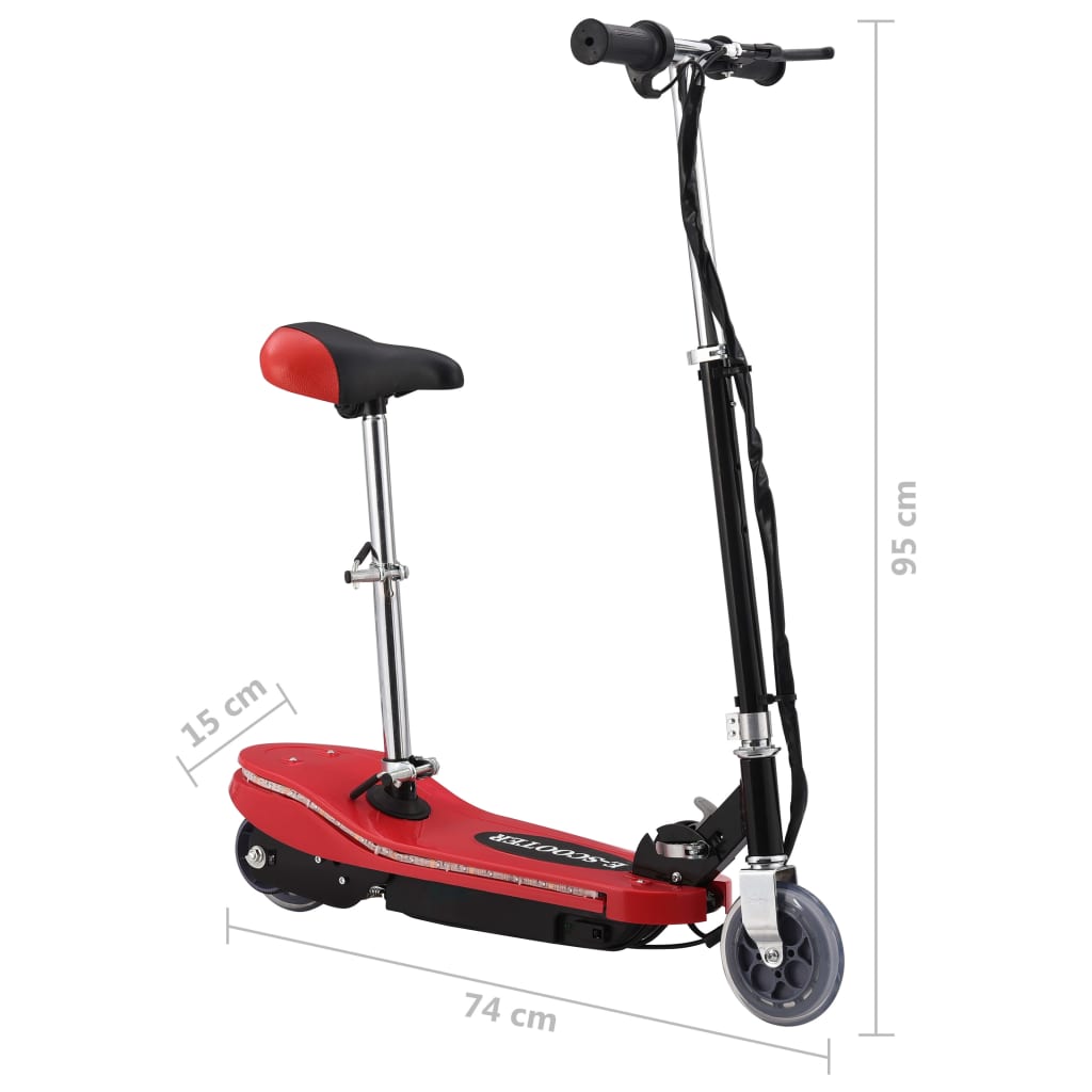 Dječji romobil sa sjedalom i LED svjetlima 120 W crveni