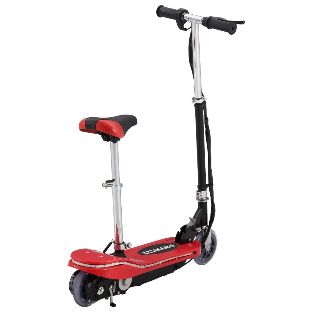Dječji romobil sa sjedalom i LED svjetlima 120 W crveni