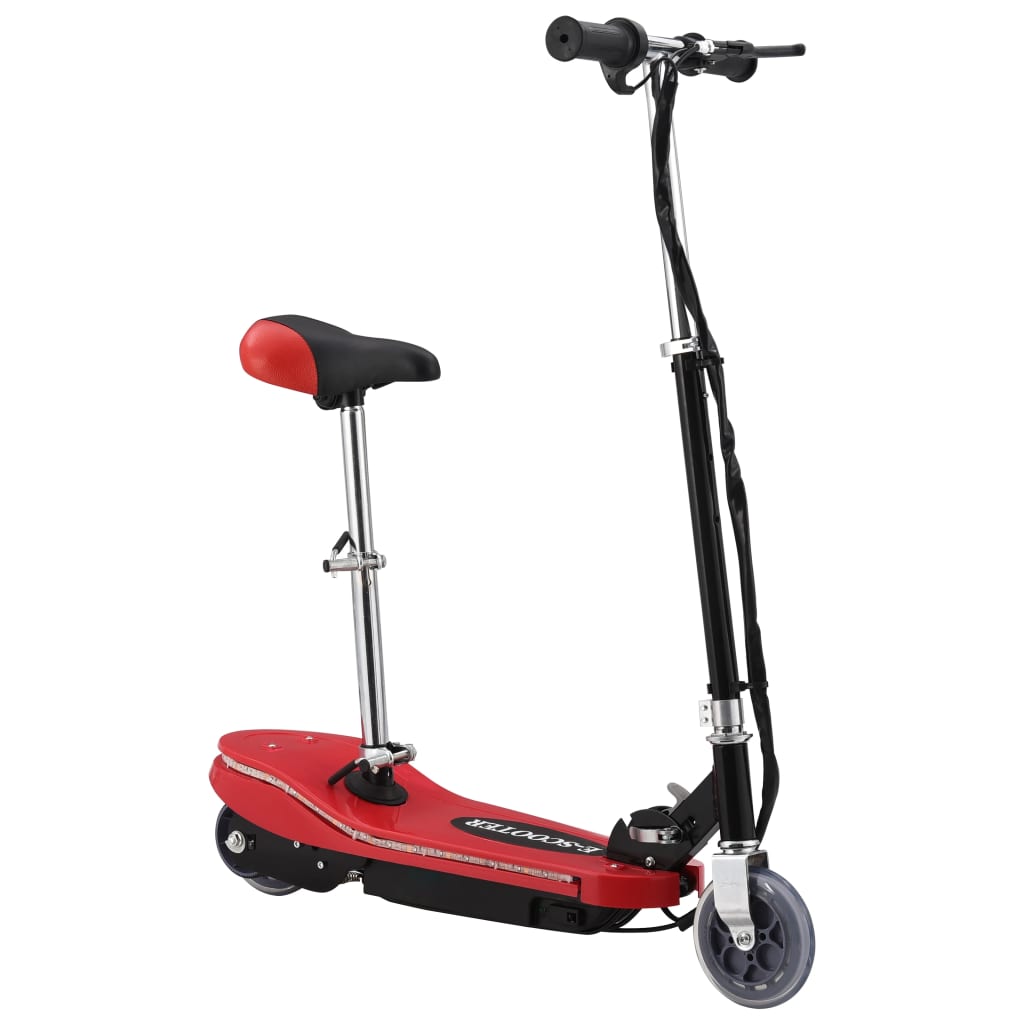 Dječji romobil sa sjedalom i LED svjetlima 120 W crveni