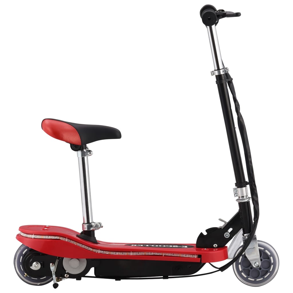 Dječji romobil sa sjedalom i LED svjetlima 120 W crveni