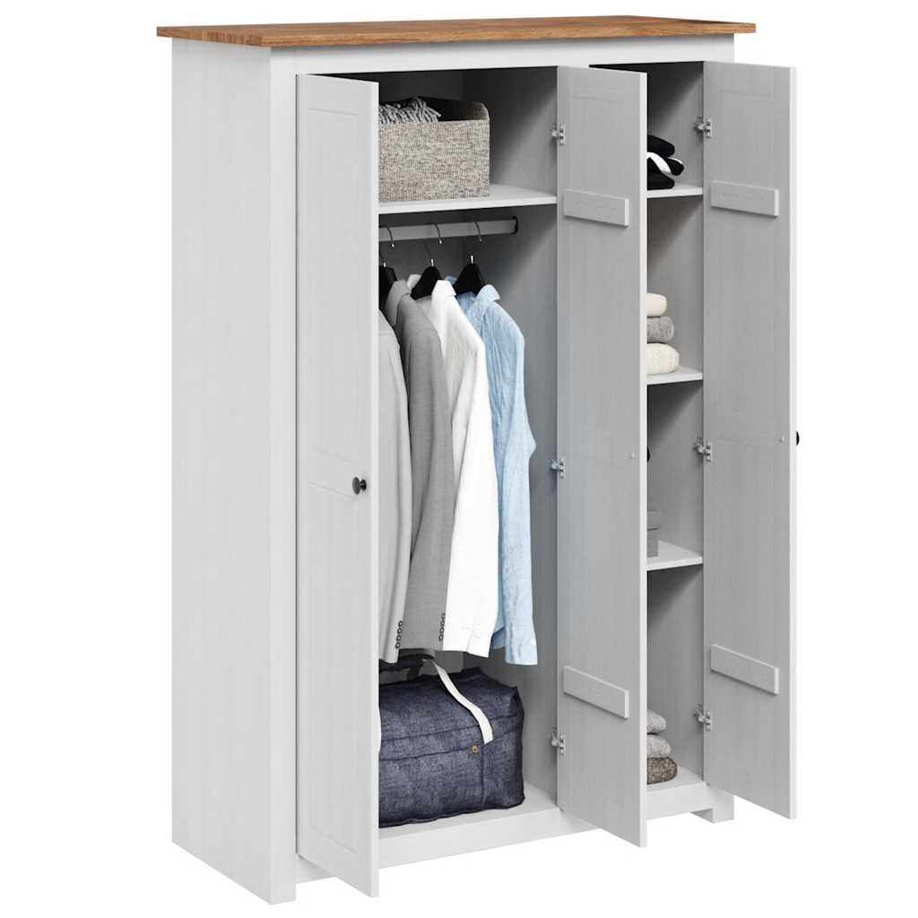 Ormar od borovine s 3 vrata bijeli 118 x 50 x 171,5 cm Panama