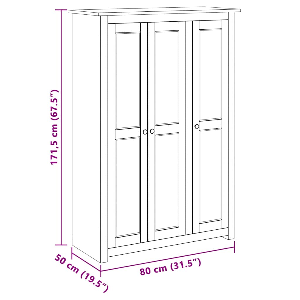 Ormar od borovine s 3 vrata bijeli 118 x 50 x 171,5 cm Panama